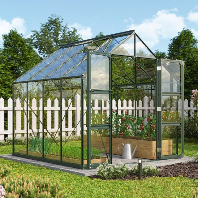 Vitavia Gewächshaus Domus 6700 in Smaragdgrün mit Einscheibensicherheitsglas und Doppelschwingtür, 6,7 m² - Bild 1