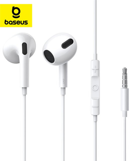 Baseus H17 In-Ear Kopfhörer mit Mikrofon, kabelgebundene Kopfhörer mit 3,5 mm Klinkenanschluss für Musik und Sport, Weiß - Bild 1