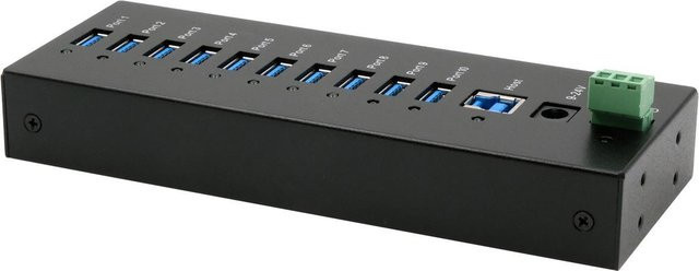 EXSYS Tiveco USB 3.2 Gen 1 Metall Hub mit 10 Ports, Schwarz, EX-11230HMS - Bild 1