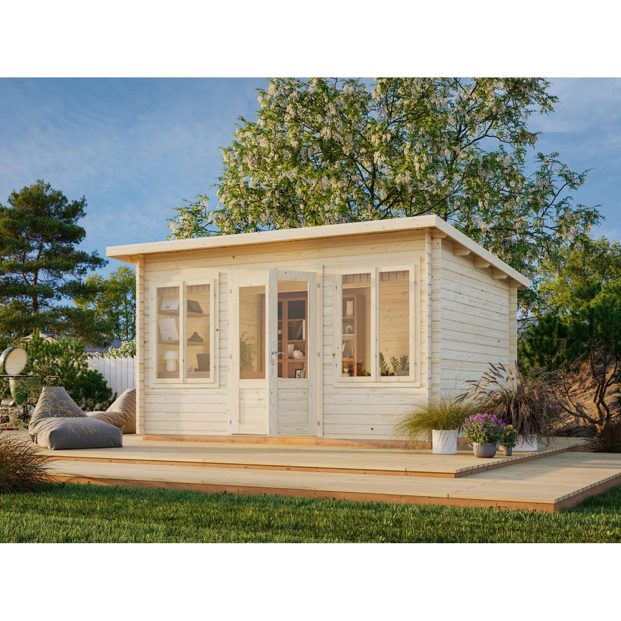 Palmako Lisa Gartenhaus aus Fichtenholz mit Pultdach in Natur und Braun, B/T/H: 440 x 300 x 234 cm - Bild 2