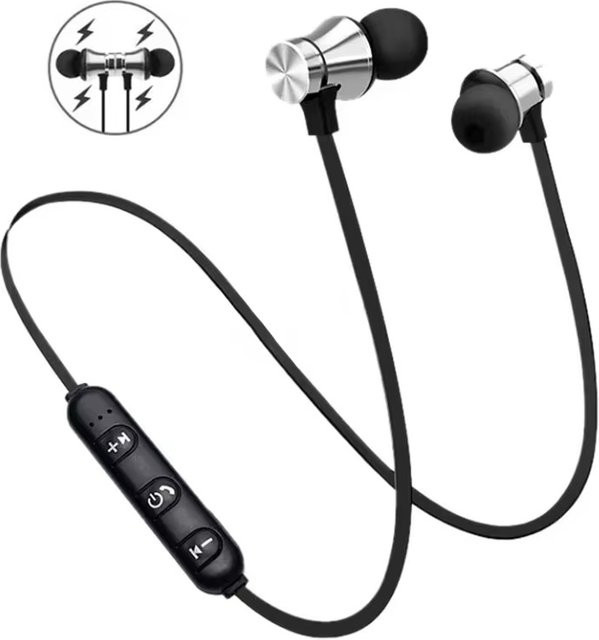 VORTNGLE In-Ear Nackenbügel-Kopfhörer in Schwarz, schweißfeste magnetische Ohrhörer für Outdoor-Aktivitäten wie Radfahren und Joggen - Bild 1