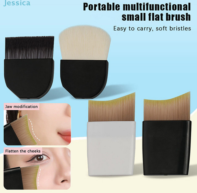 Foundation-Make-up-Pinsel, flach, halbmondförmig, kurzer Griff - Bild 1