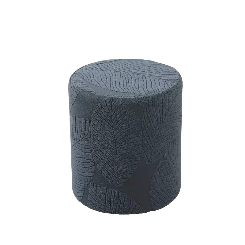 Yupartex Ottoman-Bezug aus Jacquard mit floralem Stretch-Blattmuster, runder und rutschfester Pouf-Überzug, waschbar - Bild 3