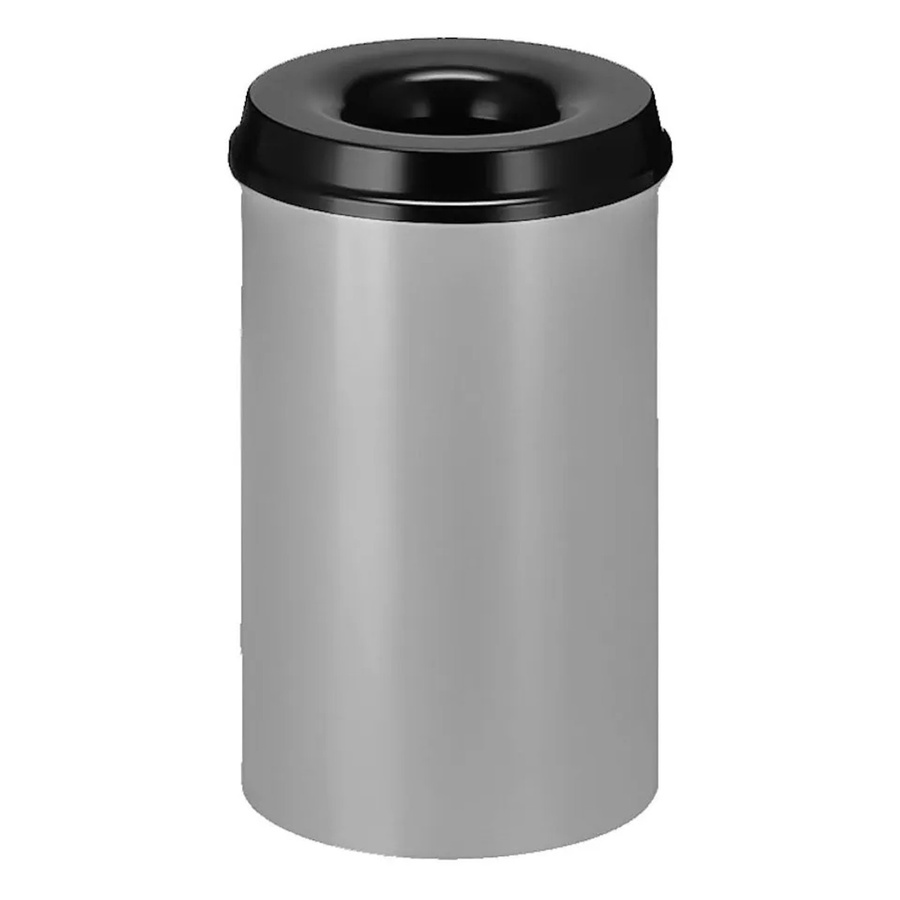 PROREGAL Selbstlöschender Papierkorb und Abfallsammler aus Metall in Grau und Schwarz, H: 42,6 cm, Ø: 26 cm - Bild 2