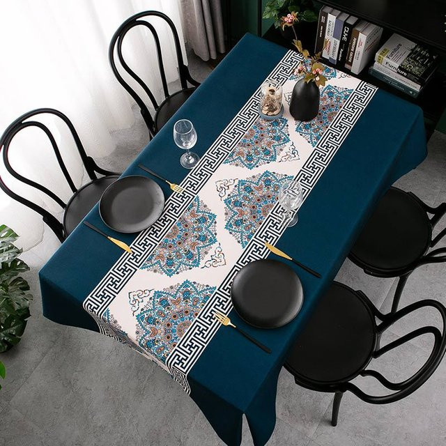 Wasserdichte und ölbeständige rechteckige Tischdecke von JINGYUE Pet in Dunkelblau, B/L: 140 x 200 cm - Bild 1