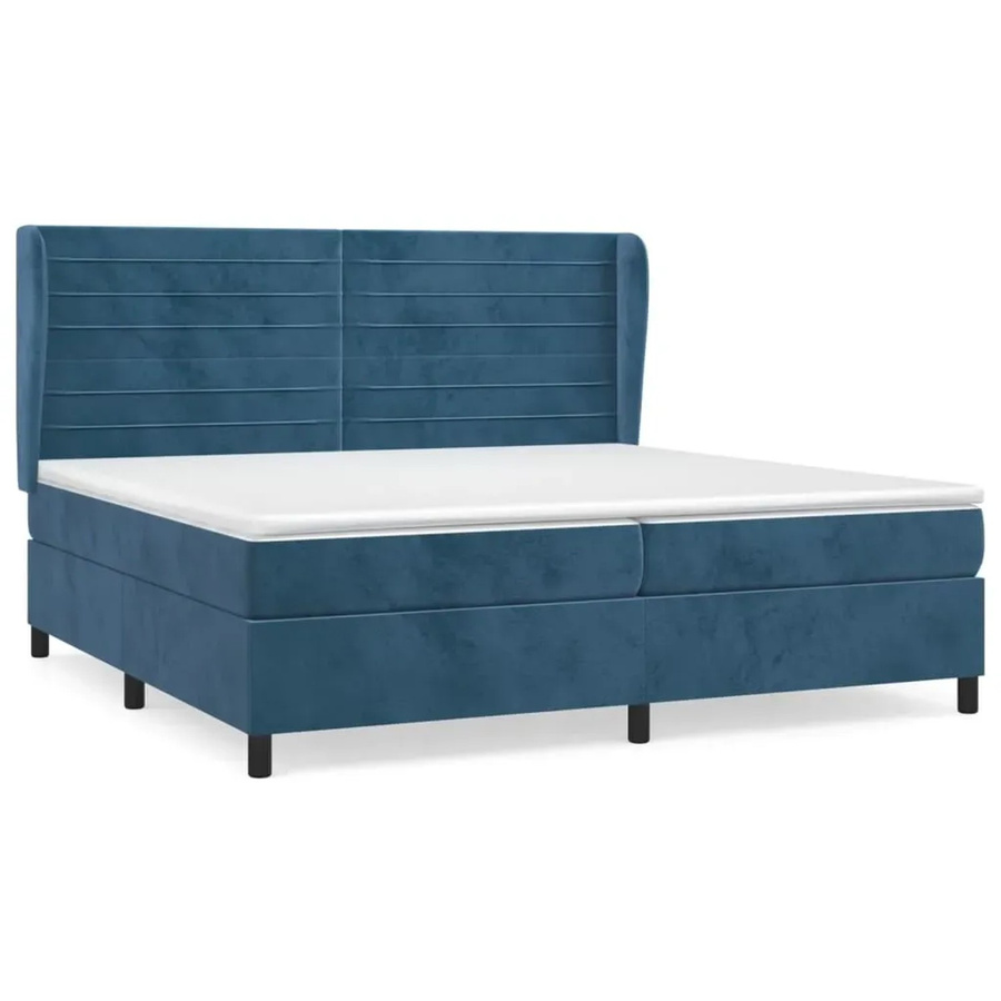 vidaXL Boxspringbett mit Matratze Dunkelblau Samt B/T/H: 200 x 200 x 118 cm - Bild 2