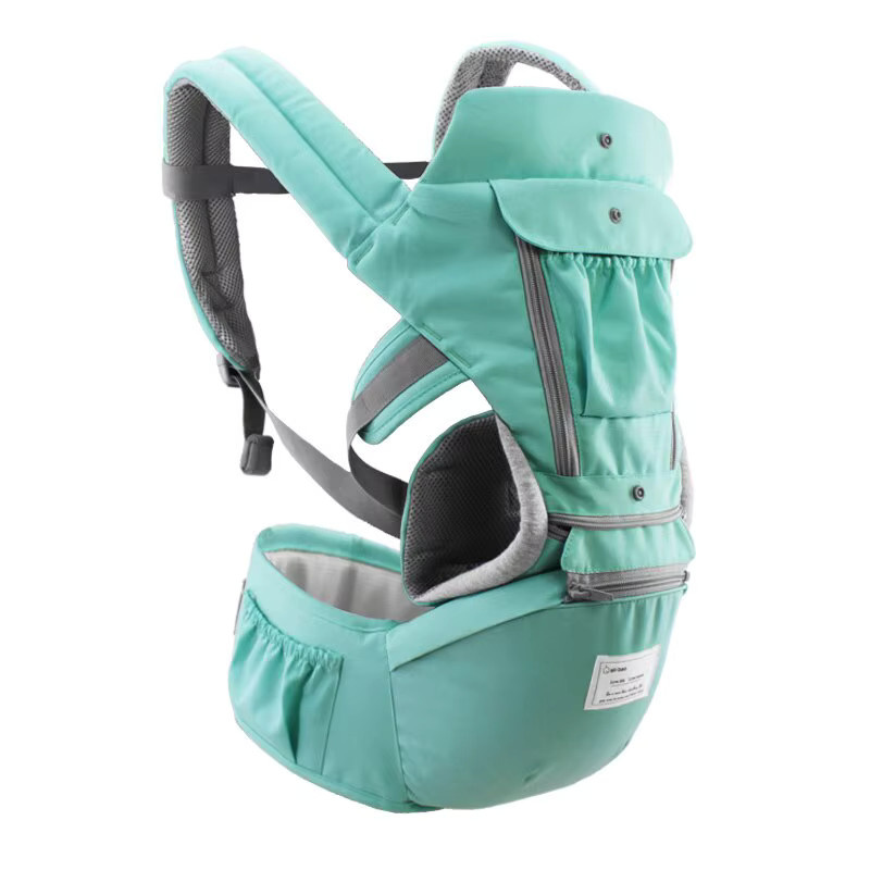Ergonomische Babytrage Ring Sling für 0-36 Monate mit Hüftsitz und Känguru-Funktion in Grün und Türkis - Bild 2