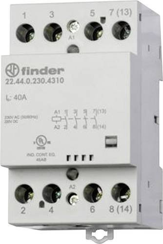 Finder Schütz 22.44.0.024.4710 mit 3 Schließern und 1 Öffner, 24 V/DC/AC, 40A, Farbe: Weiß - Bild 1