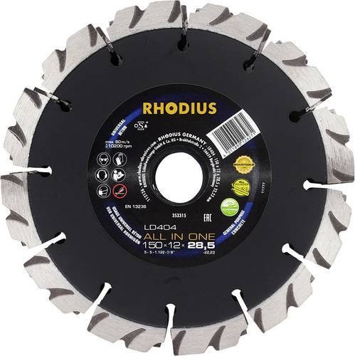 Rhodius Diamanttrennscheibe 353315 für Beton, Durchmesser: 150 mm, Schwarz - Bild 1