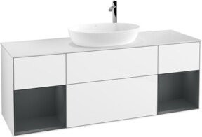 V&B Waschtischunterschrank Finion mit Wandbeleuchtung, Breite: 160 cm, Farbe: Weiß lackiert - Bild 1