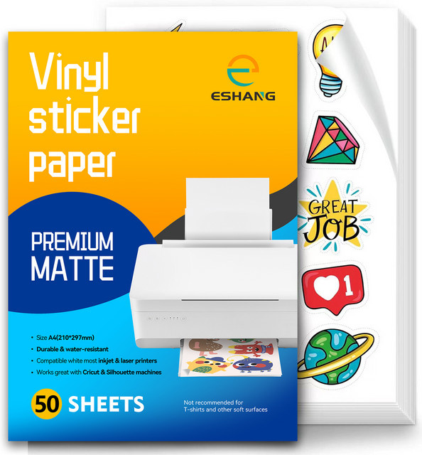 50 Stück A4 Vinyl-Aufkleberpapier mattweiß, selbstklebend, wasserfest und Inkjet-kompatibel - Bild 1