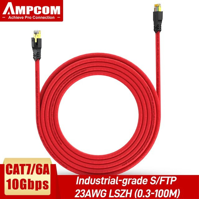 AMPCOM CAT7 Ethernet-Kabel S/FTP LAN-Patchkabel in Orange, 10Gbps geschirmtes Massivkabel für Laptop, Router und PC - Bild 1