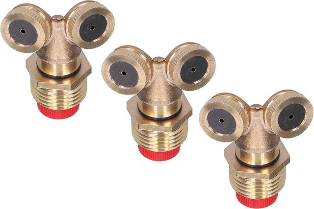 3er-Set mfySpace Landwirtschaftliche Sprühdüsen mit Filter, G1 1/2 Außengewinde, Bewässerungs-Nebel-Sprinklerkopf in Beige und Gold aus Messing - Bild 1