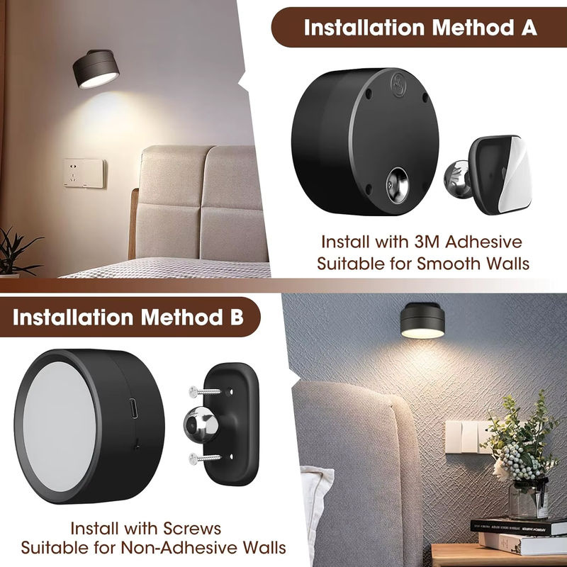 DVOLADOR LED-Wandleuchte mit Touch Control, batteriebetrieben, 3 Helligkeitsstufen und 3 Farbmodi, 360 Grad drehbar, Farbe: Weiß - Bild 4
