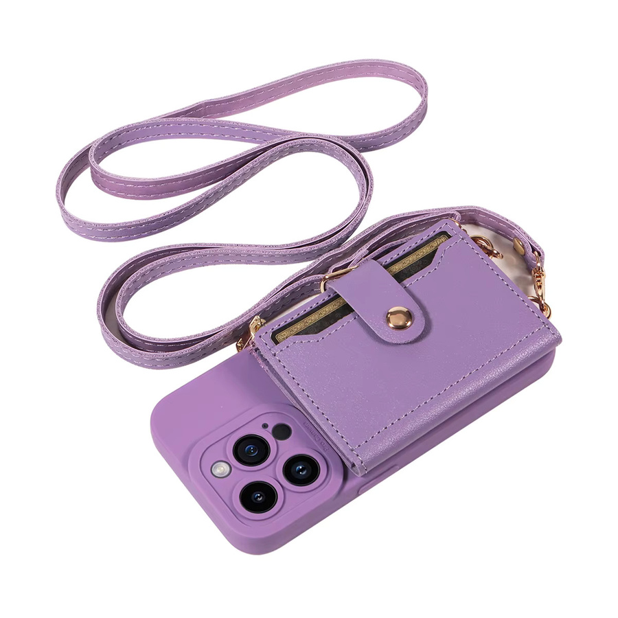 Lila Kunstleder Handyhülle mit Wallet Card Slot für Samsung Galaxy S25 Ultra S24 S23 S22 S21 S20 S10 S9 S8 Plus FE als Anti-Drop Telefonabdeckung - Bild 2