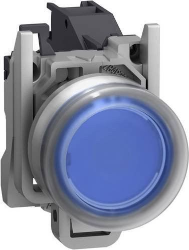 Schneider Electric Harmony XB4 Drucktaster XB4BP61GEX, Metall, Blau, 22mm, unbeschriftet, tastend, mit Schutzkappe - Bild 1
