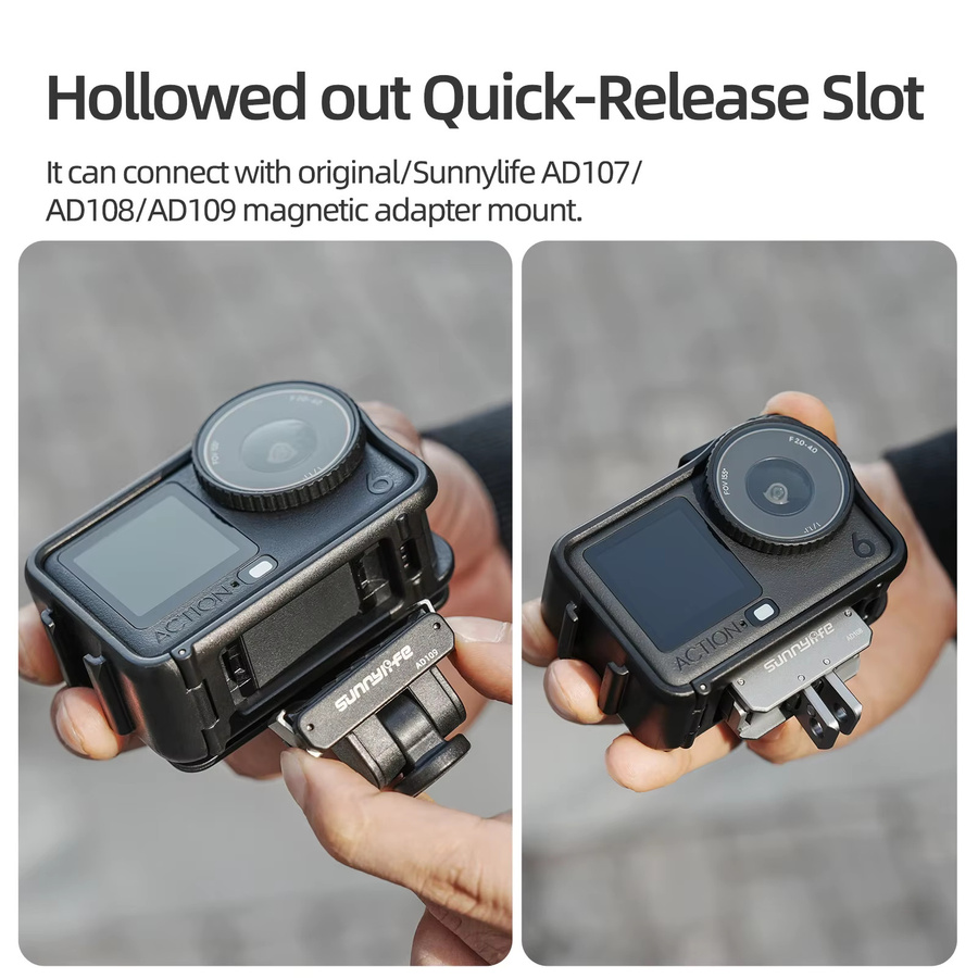 DJI OSMO Action 6 2-in-1 Kaninchenkäfig Schnellverschluss-Erweiterungsrahmenhalterung mit Sonnenschutz und Anti-Sturz-Schutzrahmen in Schwarz - Bild 3