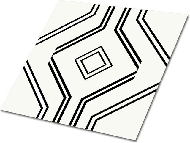 Tulup Selbstklebende PVC Bodenfliesen Set mit 9 Stück in Schwarz-Weiß, Geometrische Linien, B/B: 30 x 30 cm - Bild 1