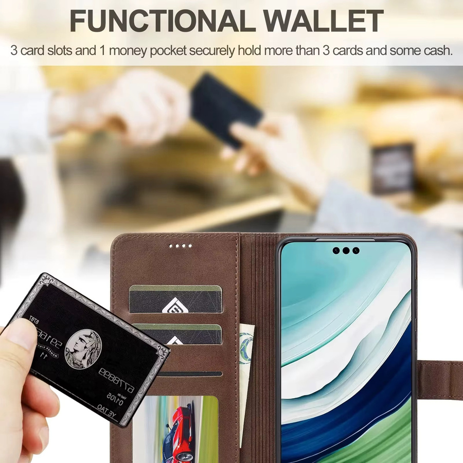 Leder-Wallet-Handyhülle für Huawei Mate 60 Pro, Mate 30 Pro, P40, P30, P20 Lite, P Smart und Honor 90 in Pink oder Braun - Bild 2