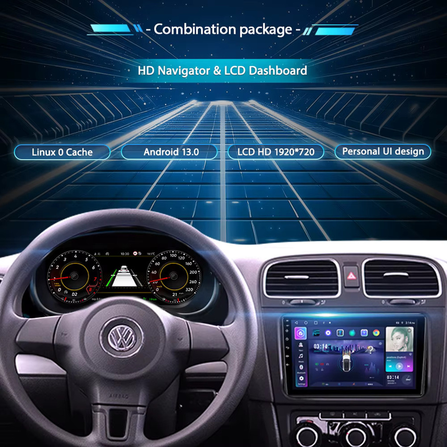 PRELINGCAR LCD Digital Kombiinstrument für VW T5.1 T5.2 2010-2015 mit HDMI und Carplay in Schwarz - Bild 2
