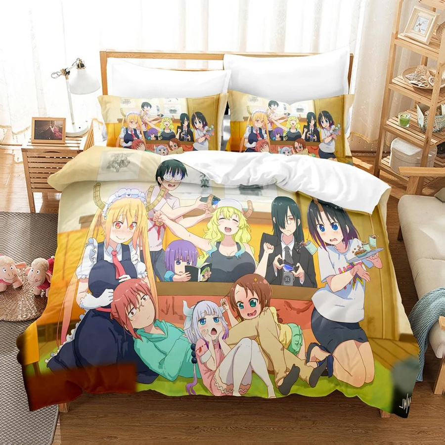 Bettwäsche-Set Miss Kobayashi's Dragon Maid Anime Kanna mit Reißverschluss, Multicolor, B/H: 135 x 200 cm - Bild 1