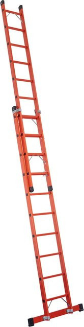 Iller Schiebeleiter aus Vollkunststoff mit 2x8 Sprossen in Rot - Bild 1