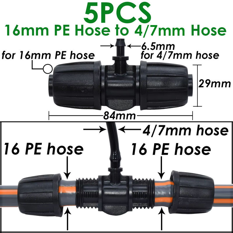 KESLA 5er Set PE Rohrverbinder T-Kupplung mit 1/2'' Gewindesperre für Gartenbewässerung und Tropfbewässerung - Bild 4