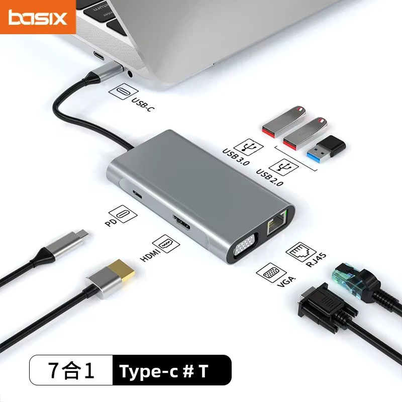 Basix USB C Hub mit HDMI 4K UHD, USB 3.0 und 100 W PD Schnellladung für MacBook Pro und Air - Bild 2
