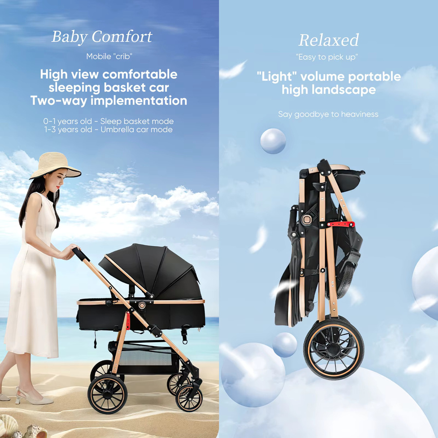 OWJHE Reisekinderwagen für Babys, leichter Klappkinderwagen in Schwarz - Bild 5