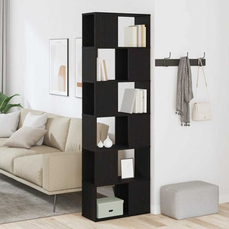 Vidaxl Bücherregal und Raumteiler in Schwarz Eichen-Optik, modern und klassisch, B/T/H: 60 x 24 x 186 cm - Bild 1
