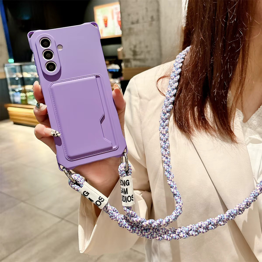 szHAIyu Crossbody-Handyhülle aus Silikon mit Brieftaschen-Funktion für Samsung Galaxy S25 S24 S23 S22 Ultra S21 sowie A15 A16 A17 A26 A35 A36 A55 A56 sowie A66 in Schwarz - Bild 1