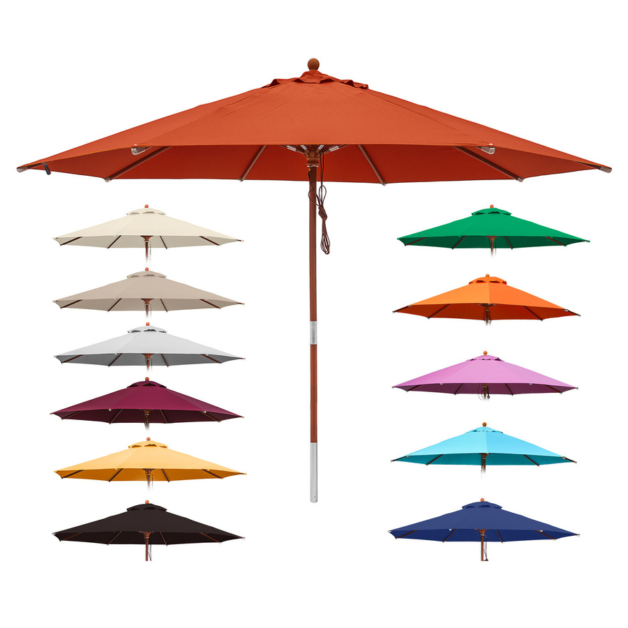 anndora Sonnenschirm Marktschirm rund in Orange mit Holz und Aluminium, Durchmesser: 350 cm - Bild 1