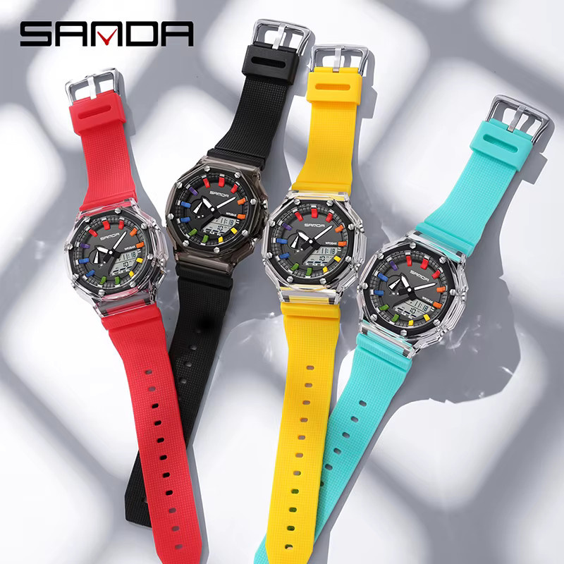SANDA Armbanduhr, Digitaluhr, Quarz, Kunststoff, Schwarz, Herren - Bild 2