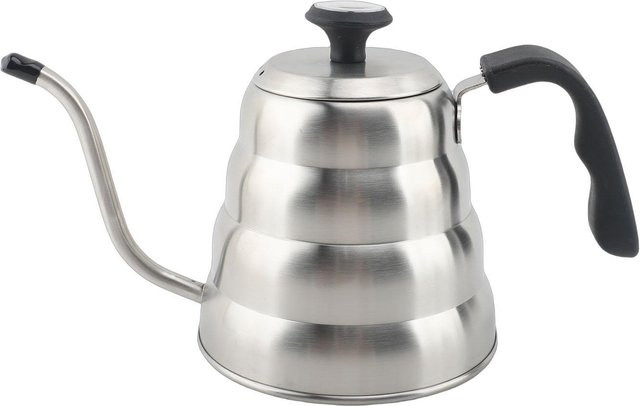 Koogeelife Pour Over Kaffeekessel aus Edelstahl mit Schwanenhals und Thermometer für Induktionskochfeld und Herdplatte, Silber - Bild 1