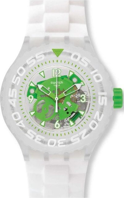 Swatch Armbanduhr, Quarz, Kunststoffgehäuse, 44 mm, Silikonarmband, Weiß, Herren - Bild 1