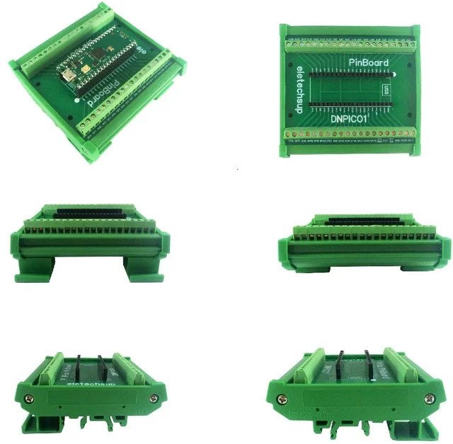 eletechsup GPIO-Erweiterungsmodul mit DIN-Schienenmontage-Schraubklemmenblock-Adapter für Raspberry Pi Pico RP2040 MCU Development Board in Grün - Bild 1