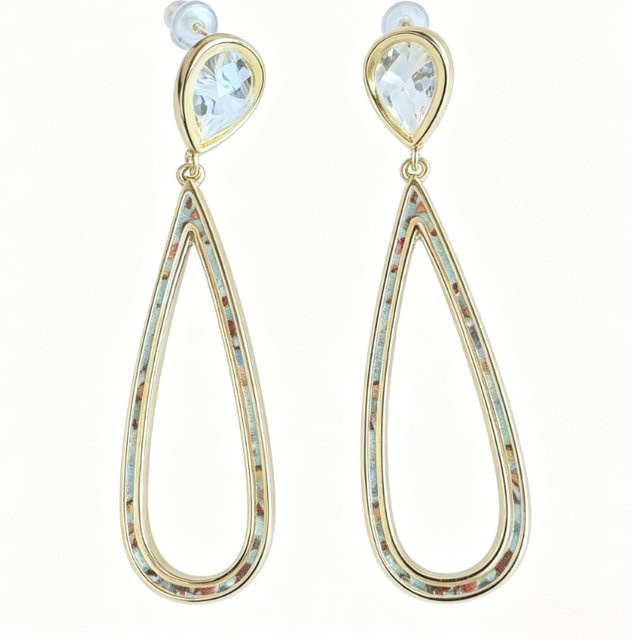YoYo Ohrringe, synthetischer Musterstein, Kristall, Gold, Damen - Bild 1