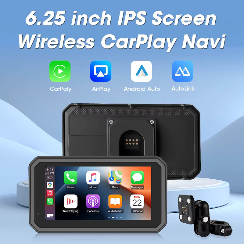 Develuck 6,25 Zoll Carplay Motorrad GPS Navigationssystem mit IPX7 Wasserdichtigkeit und optionalem TPMS in Schwarz - Bild 2