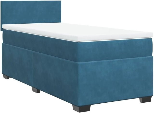 vidaXL Boxspringbett mit Matratze in Blau aus Samt, B/T: 90 x 200 cm - Bild 1