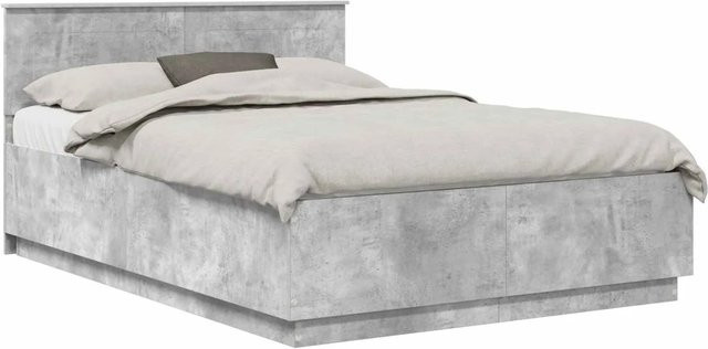 vidaXL Bettrahmen mit Kopfteil und USB-Ladeport in Betongrau, B/T/H: 160 x 200 x 163 cm - Bild 1