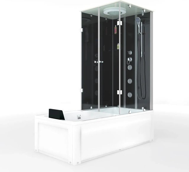 AcquaVapore Whirlpool Dusche Kombination K05-L30-WP Duschtempel in Schwarz, B/T/H: 180 x 90 cm - Bild 1