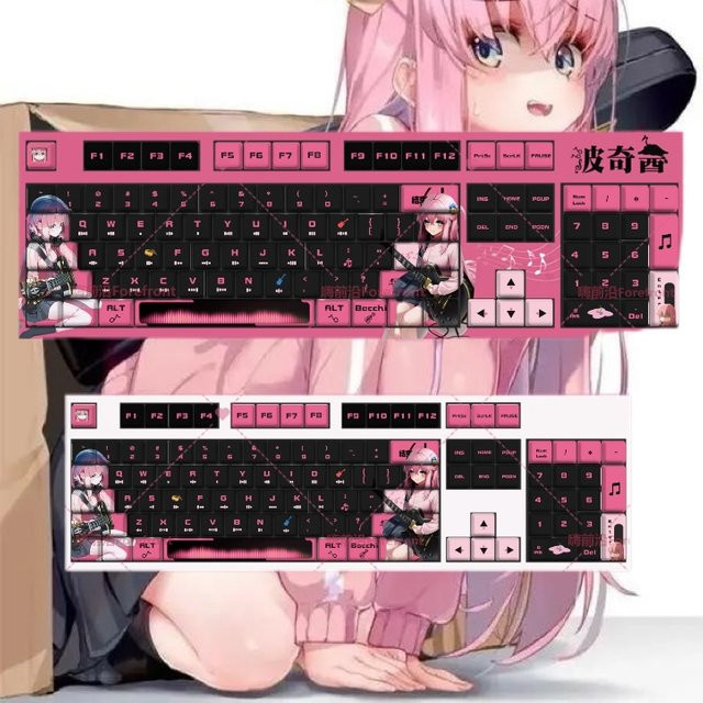Hitori Gotoh Anime PBT Keycaps BOCCHI THE ROCK Gaming Tastenkappen für ANSI-Layout, 122 Tasten - Bild 1