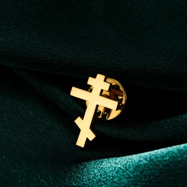 Brosche Orthodoxes Kreuz, Edelstahl, Gold, Unisex - Bild 1