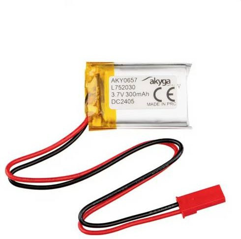 Akyga LP752030 LiPo Akkupack 3,7V mit 300 mAh und JST Anschluss in Silber - Bild 1
