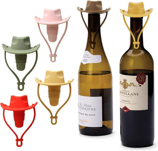 PGY Cowboy Hut Wein Stopper Set aus Silikon für Wein und Champagner - Bild 1