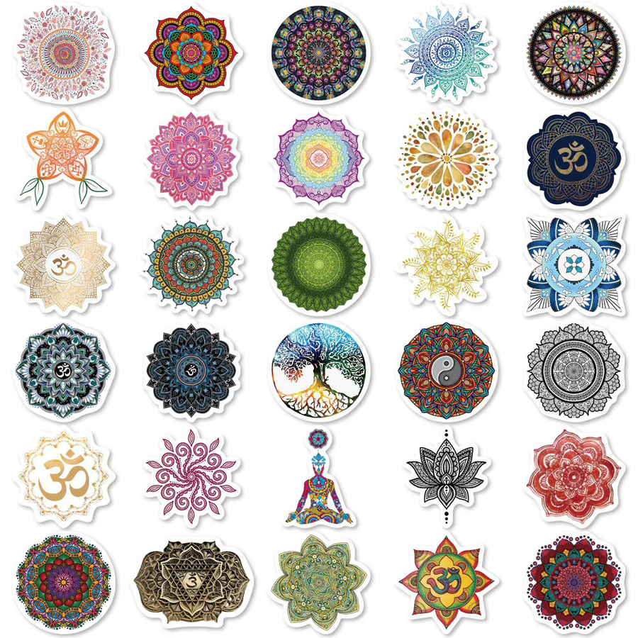 60 Stück wasserfeste Mandala-Blumen-Yoga-Aufkleber in Multicolour von AufnahmeYourLife Store - Bild 4