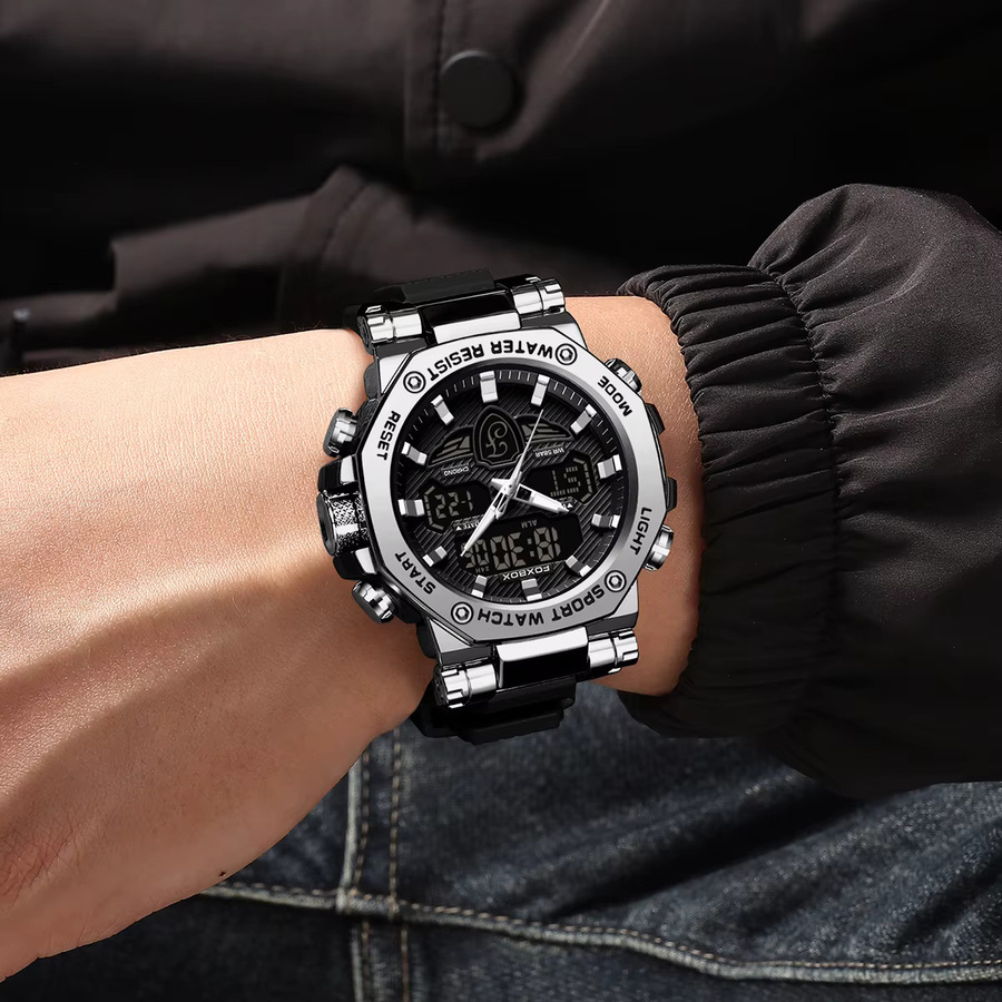 FOXBOX Digitaluhr, Quarz, Kunststoff, Schwarz, Herren - Bild 5