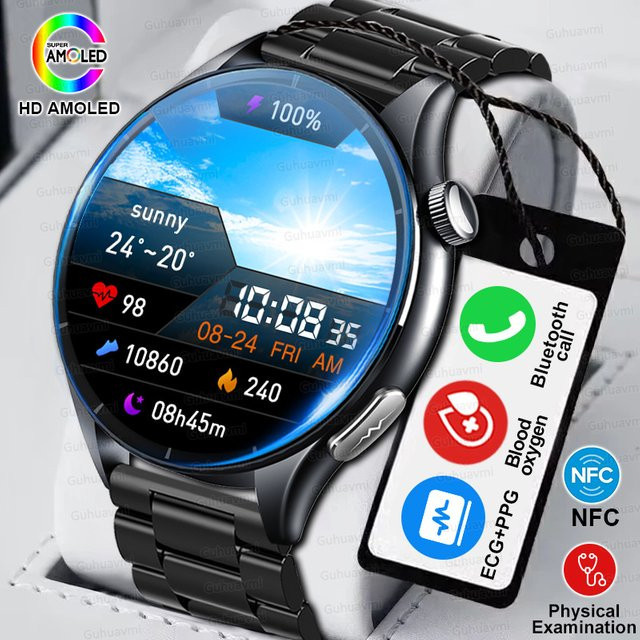 GUHUAVMI Smartwatch, Saphirglas, Blau, Herren - Bild 1