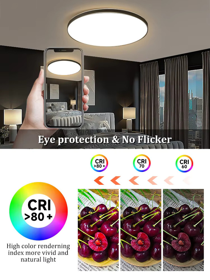 Moderne LED Deckenleuchte CANMEIJIA in Weiß für Schlafzimmer, Küche und Flur - Bild 2