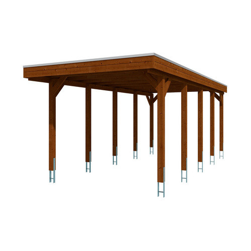 SKANHOLZ Carport Friesland aus Fichte mit EPDM-Dach in Nussbaum Braun, B: 708 cm, T: 320 cm, H: 239 cm - Bild 3
